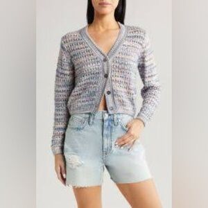 ALL IN FAVOR open knit cardigan multi colored size S NWT